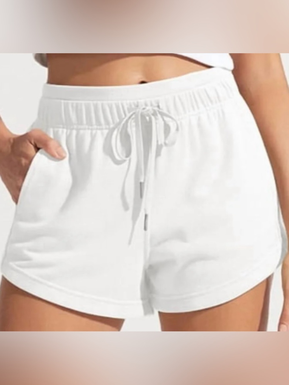 Rebel Sky Women’s Athletic White Drawstring Cotton Shorts